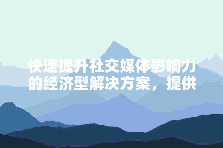 快速提升社交媒体影响力的经济型解决方案，提供高效点赞和粉丝增长服务。