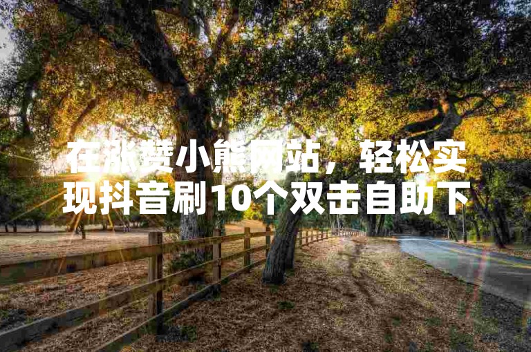 在涨赞小熊网站，轻松实现抖音刷10个双击自助下单，快速提升你的视频热度！