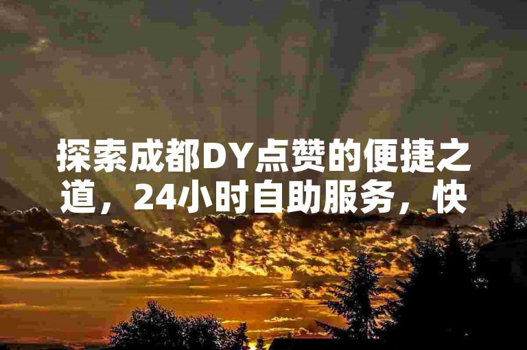探索成都DY点赞的便捷之道，24小时自助服务，快手自助下单业务平台为您的数字营销加油助力。