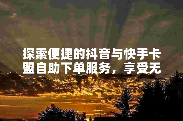 探索便捷的抖音与快手卡盟自助下单服务，享受无缝的社交媒体增长体验。