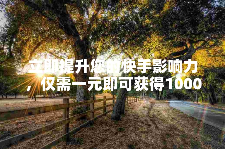 立即提升您的快手影响力，仅需一元即可获得1000个真实活跃粉丝，快速增加曝光度！