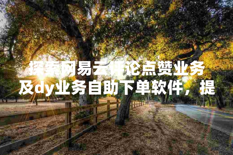 探索网易云评论点赞业务及dy业务自助下单软件，提升您的社交媒体影响力。
