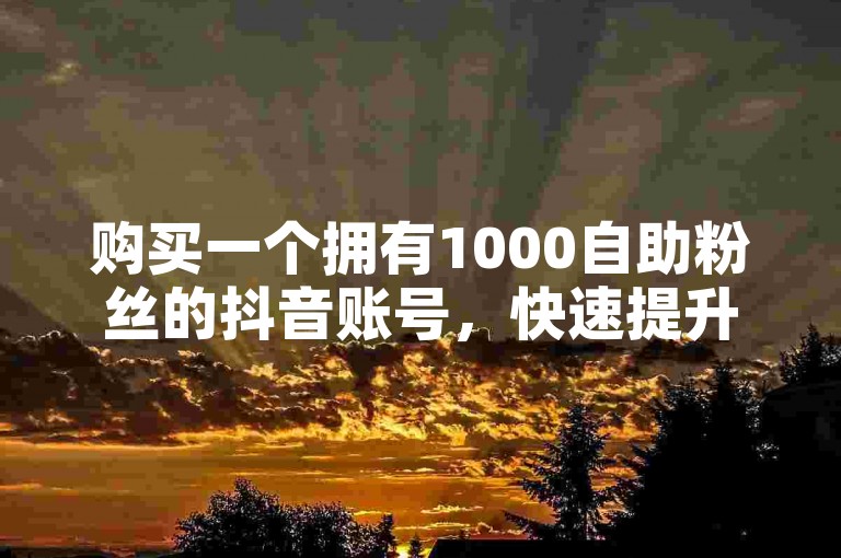 购买一个拥有1000自助粉丝的抖音账号，快速提升你的社交影响力。