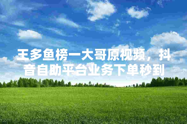 王多鱼榜一大哥原视频，抖音自助平台业务下单秒到，1799发卡网dy点赞在线自助平台网址。