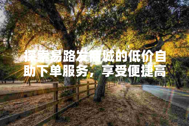 探索易路发商城的低价自助下单服务，享受便捷高效的购物体验。