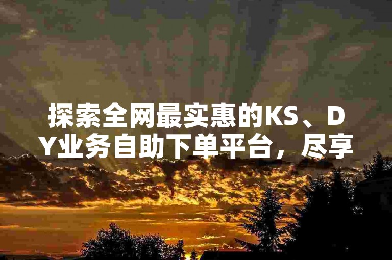 探索全网最实惠的KS、DY业务自助下单平台，尽享超低价格优惠。