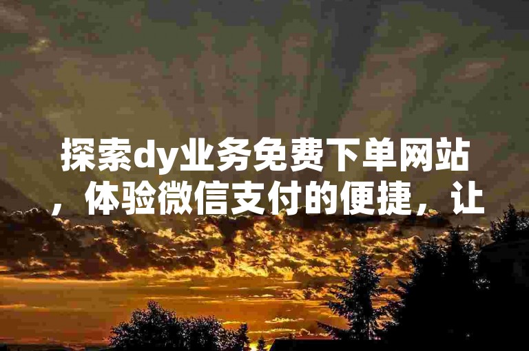 探索dy业务免费下单网站，体验微信支付的便捷，让dy直播人气自助下单平台助力您的直播事业。