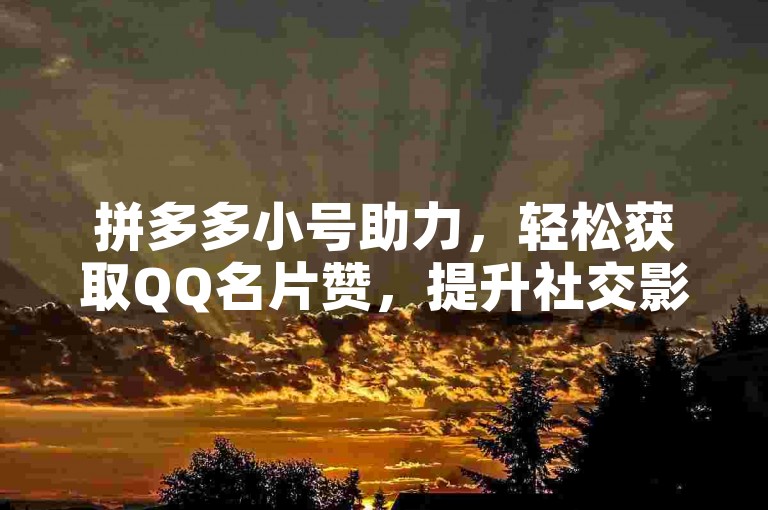 拼多多小号助力，轻松获取QQ名片赞，提升社交影响力。