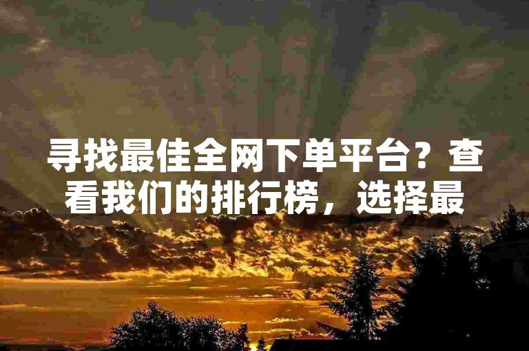 寻找最佳全网下单平台？查看我们的排行榜，选择最适合您的在线下单服务。