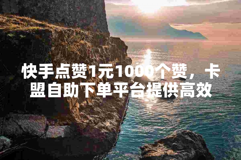 快手点赞1元1000个赞，卡盟自助下单平台提供高效小熊代刷业务，助力你的视频热度飙升。