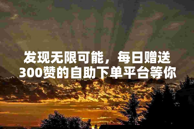 发现无限可能，每日赠送300赞的自助下单平台等你来体验！