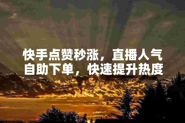 快手点赞秒涨，直播人气自助下单，快速提升热度！