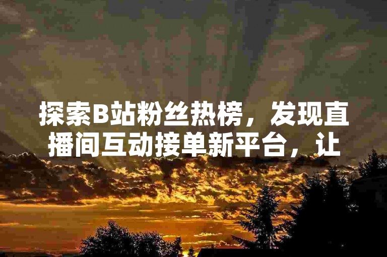 探索B站粉丝热榜，发现直播间互动接单新平台，让您的下单体验更上一层楼！
