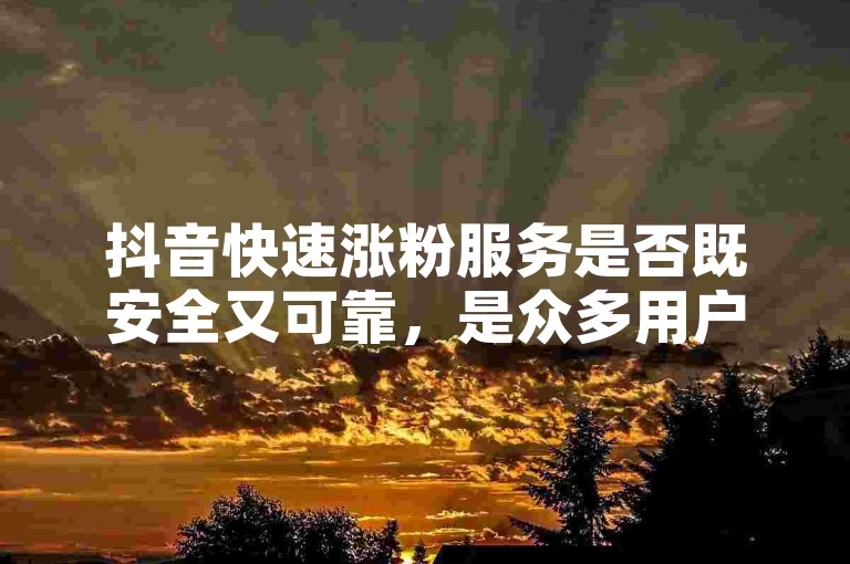 抖音快速涨粉服务是否既安全又可靠，是众多用户关注的焦点，其安全性与可靠性值得深入剖析。