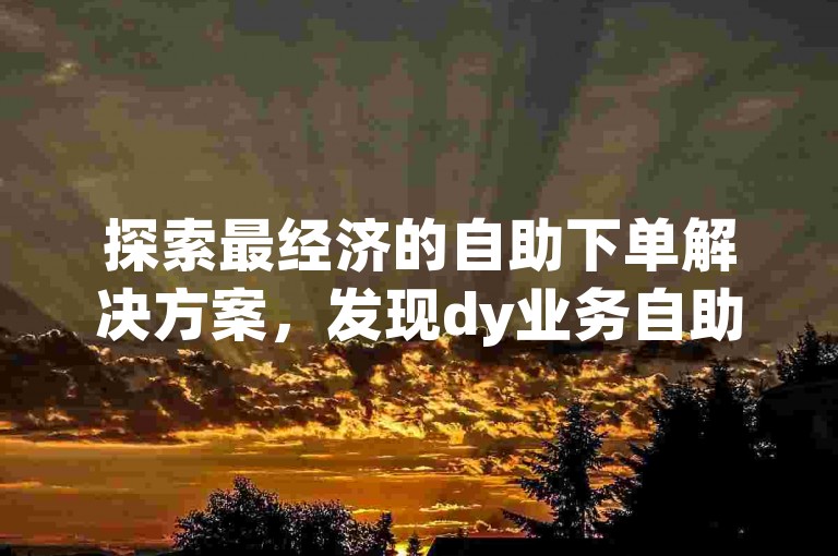 探索最经济的自助下单解决方案，发现dy业务自助下单网站的最低价优势！