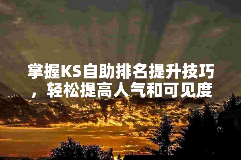 掌握KS自助排名提升技巧,轻松提高人气和可见度。