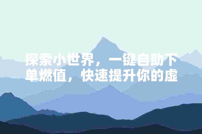 探索小世界,一键自助下单燃值,快速提升你的虚拟魅力!