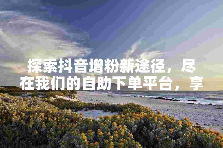 探索抖音增粉新途径，尽在我们的自助下单平台，享受安全快速的服务，低价提升你的社交媒体影响力。