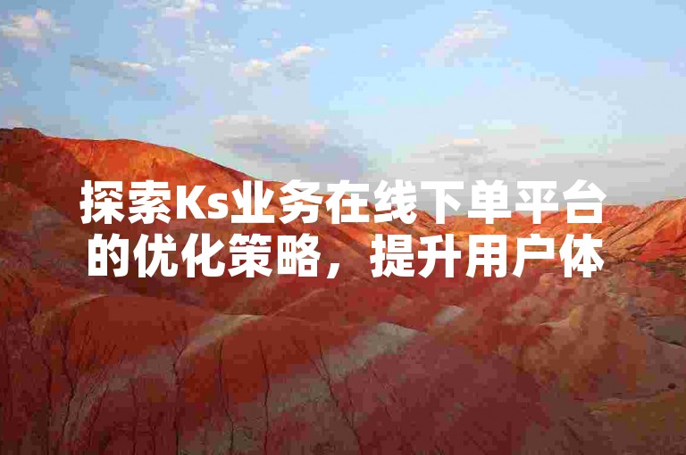 探索Ks业务在线下单平台的优化策略，提升用户体验与订单处理效率。