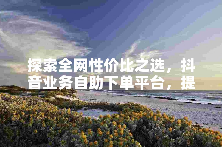 探索全网性价比之选，抖音业务自助下单平台，提供最低价服务，助力您的社交媒体增长。