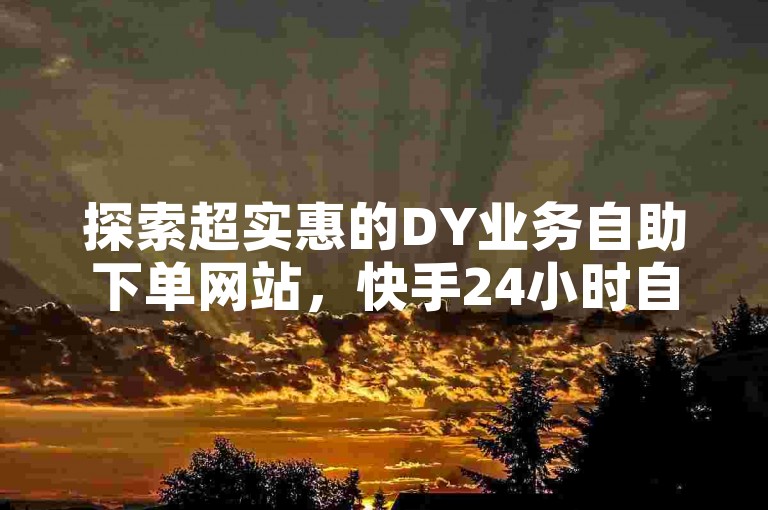 探索超实惠的DY业务自助下单网站，快手24小时自助平台轻松搭建教程揭秘。