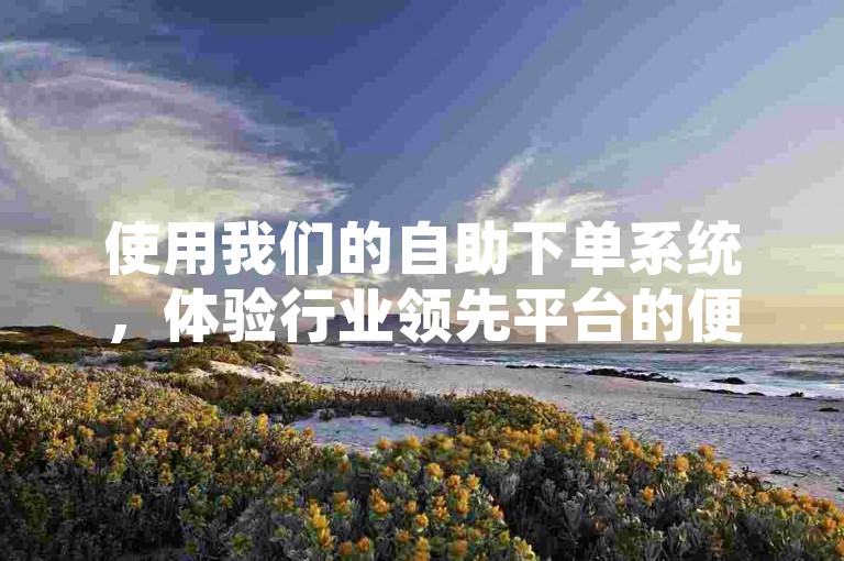 使用我们的自助下单系统，体验行业领先平台的便捷与高效，获取顶级供应商的优质产品，让每一次订购都成为一次愉快的旅程！