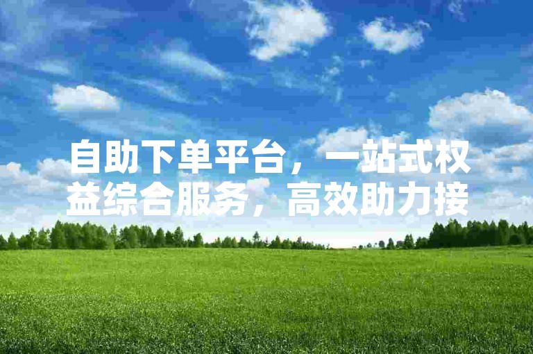 自助下单平台,一站式权益综合服务,高效助力接单平台,提升业务效率。