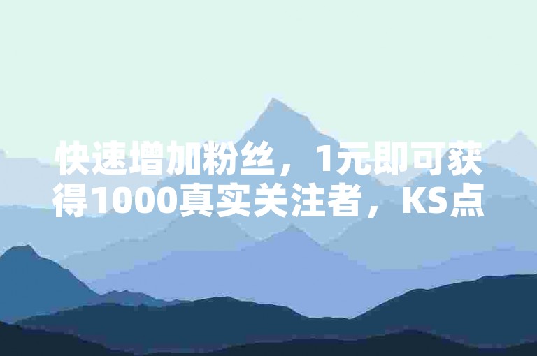 快速增加粉丝,1元即可获得1000真实关注者,KS点赞服务自助下单,提升您的社交媒体影响力。