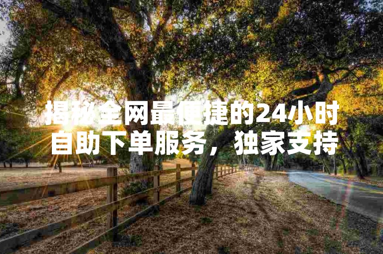 揭秘全网最便捷的24小时自助下单服务，独家支持全天候自助购买，掌握2025必备技能！
