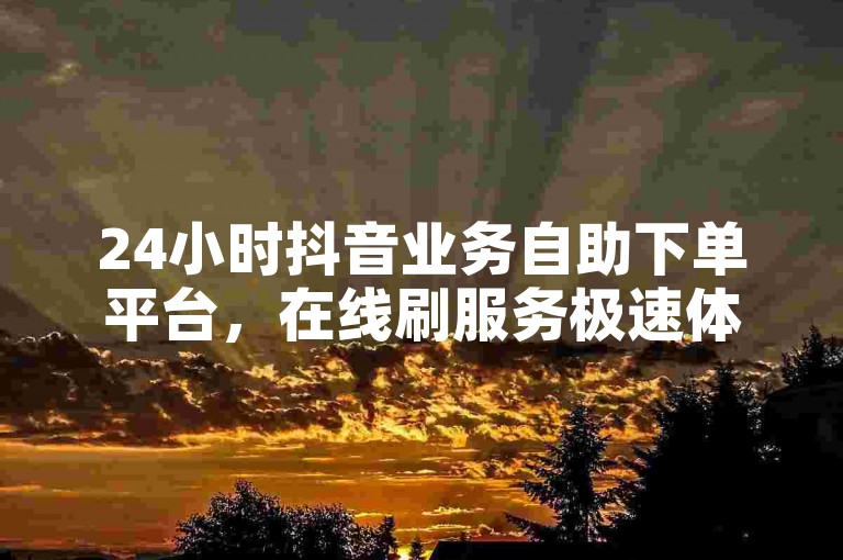 24小时抖音业务自助下单平台，在线刷服务极速体验。