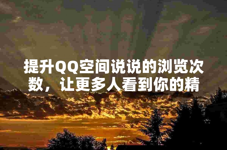 提升QQ空间说说的浏览次数，让更多人看到你的精彩分享。