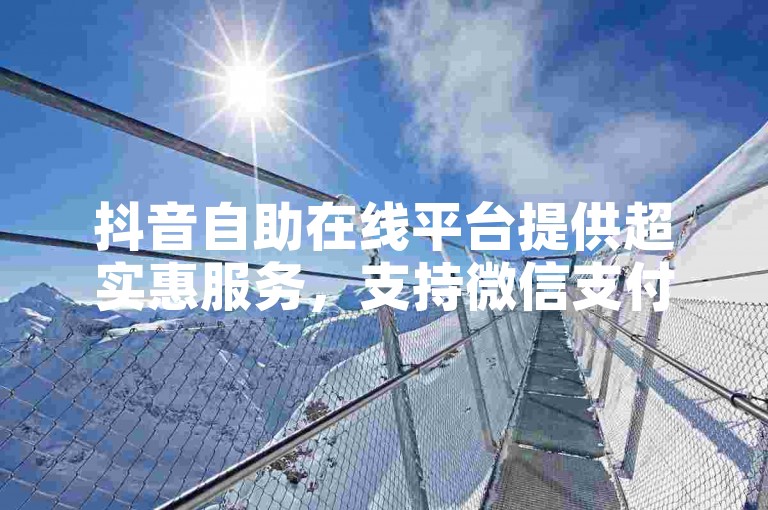 抖音自助在线平台提供超实惠服务,支持微信支付,全天候客服待命。