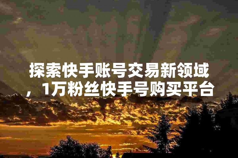 探索快手账号交易新领域，1万粉丝快手号购买平台，ks自助下单服务，快速安全提升您的社交影响力。