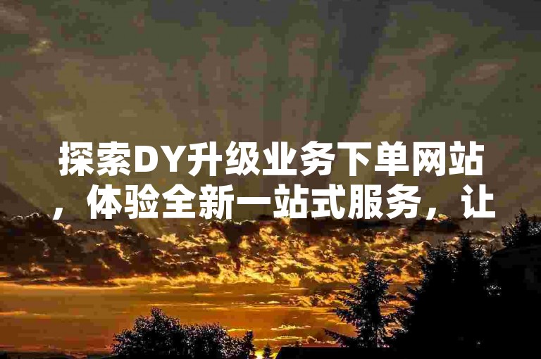 探索DY升级业务下单网站，体验全新一站式服务，让业务升级更高效。