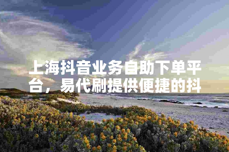 上海抖音业务自助下单平台，易代刷提供便捷的抖音服务自助下单体验。