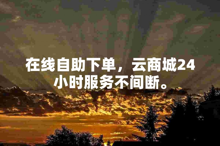 在线自助下单，云商城24小时服务不间断。