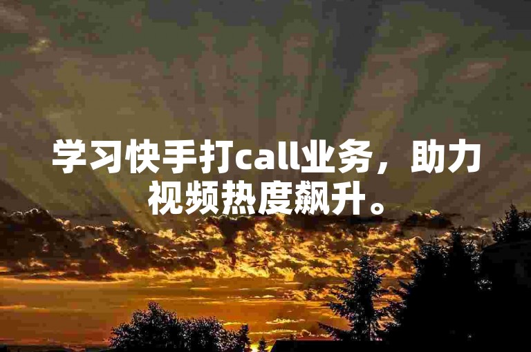 学习快手打call业务，助力视频热度飙升。