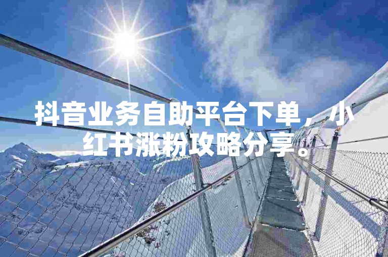 抖音业务自助平台下单，小红书涨粉攻略分享。