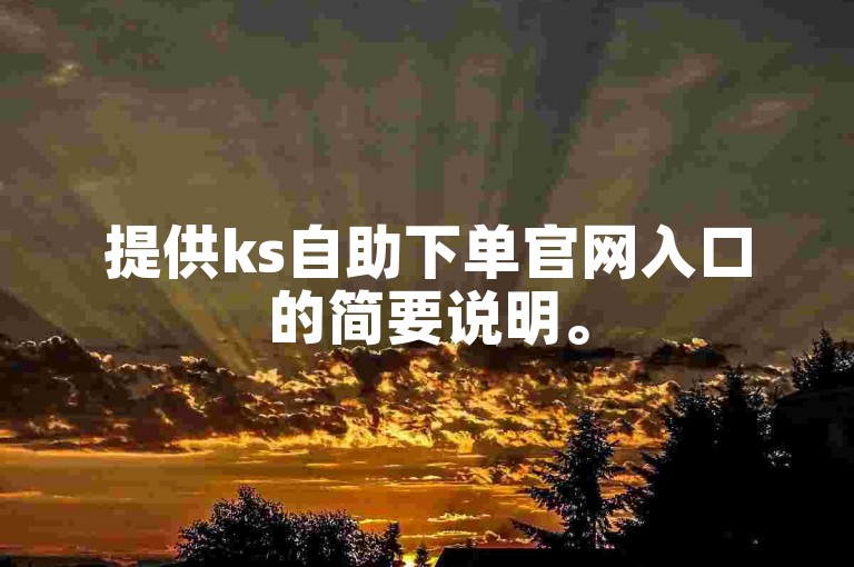 提供ks自助下单官网入口的简要说明。