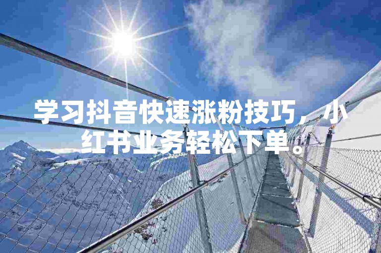 学习抖音快速涨粉技巧，小红书业务轻松下单。