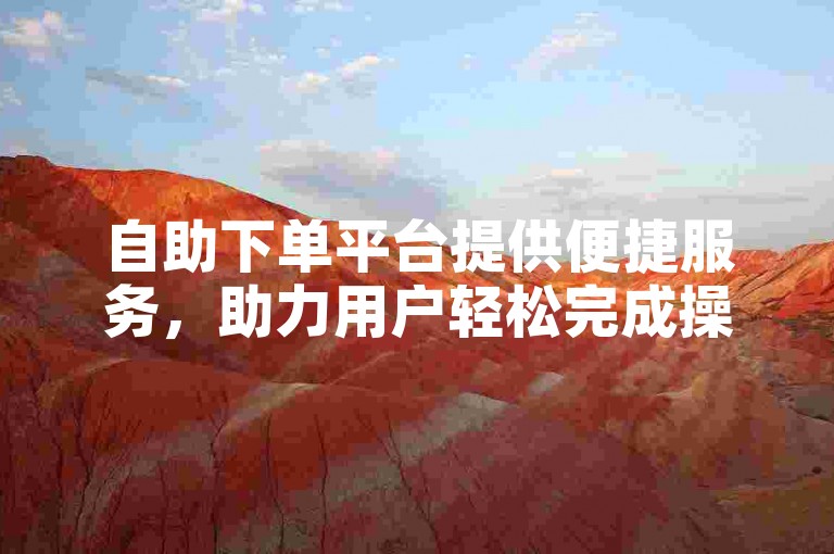 自助下单平台提供便捷服务，助力用户轻松完成操作。