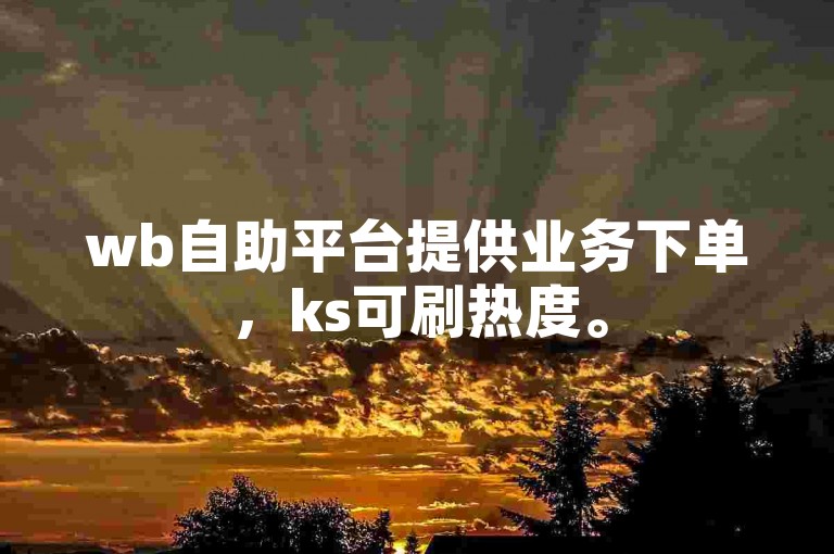 wb自助平台提供业务下单,ks可刷热度。