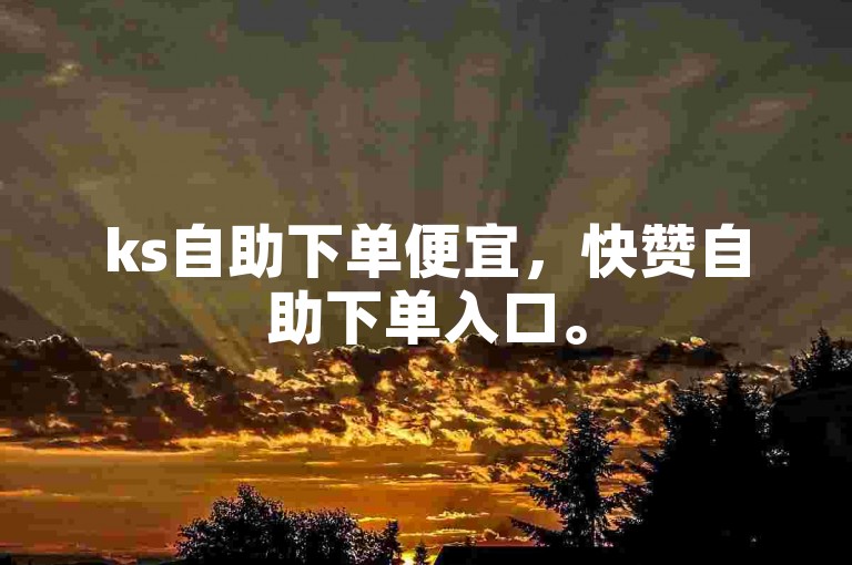 ks自助下单便宜，快赞自助下单入口。