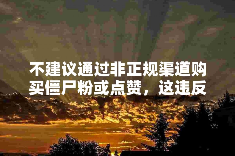 不建议通过非正规渠道购买僵尸粉或点赞，这违反平台规定。