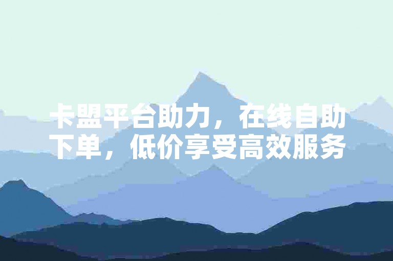 卡盟平台助力，在线自助下单，低价享受高效服务。