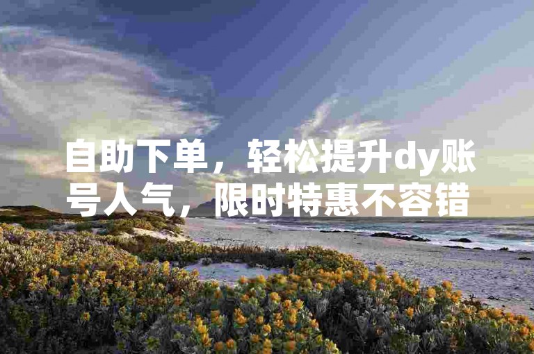 自助下单，轻松提升dy账号人气，限时特惠不容错过！
