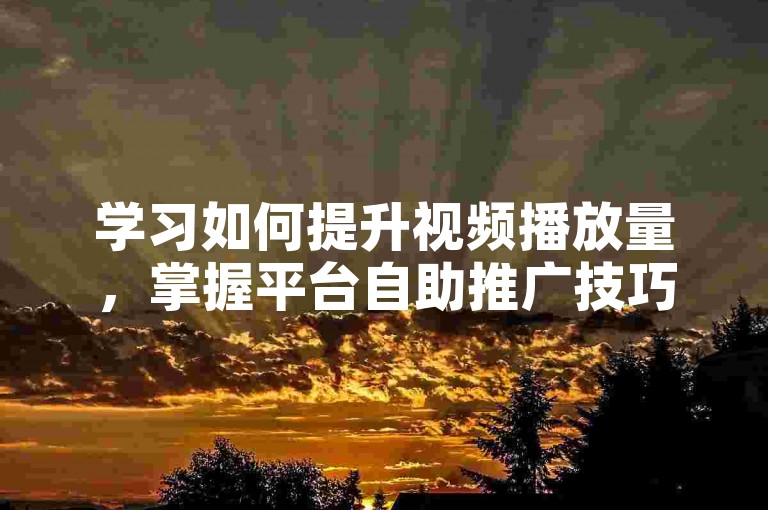 学习如何提升视频播放量，掌握平台自助推广技巧。