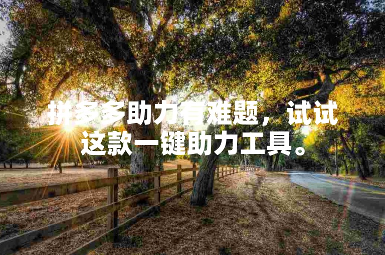 拼多多助力有难题，试试这款一键助力工具。