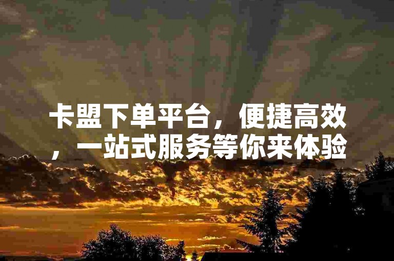 卡盟下单平台，便捷高效，一站式服务等你来体验。