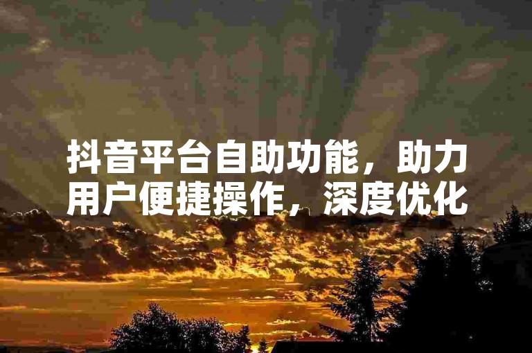 抖音平台自助功能，助力用户便捷操作，深度优化体验。